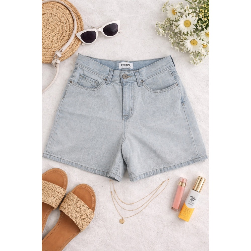 RSQ Denim Shorts Womens 27 Light Wash Super High Rise Mom Summer Casual